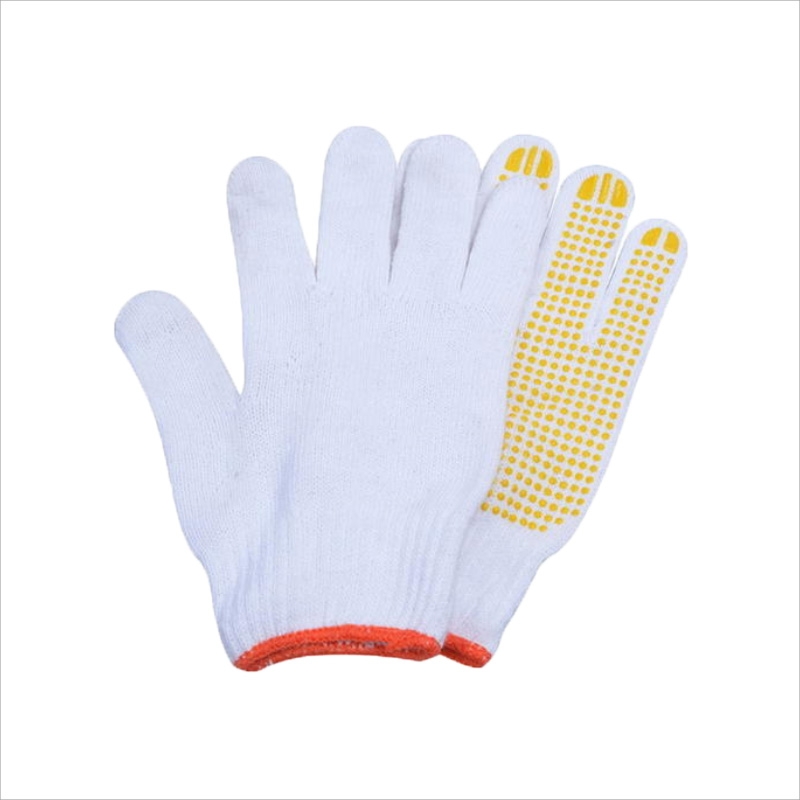 Cotton dot plastic gloves